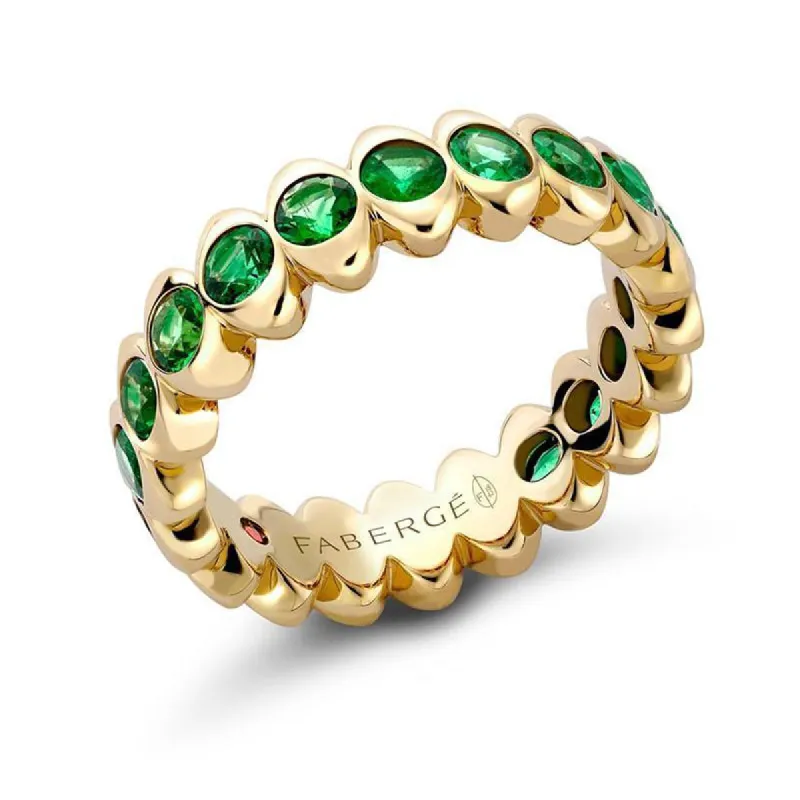Faberge Colours of Love Cosmic Curve 18ct Yellow Gold Emerald Eternity Ring sold by C.W. Sellors