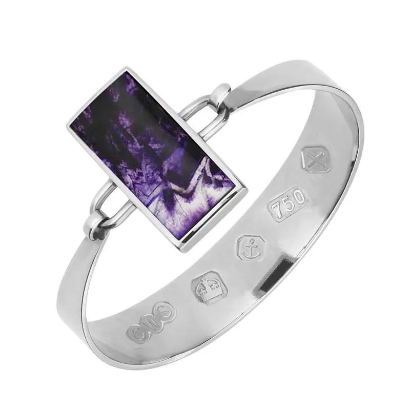 18ct White Gold Blue John Oblong Stone Heavy Bangle sold by C.W. Sellors