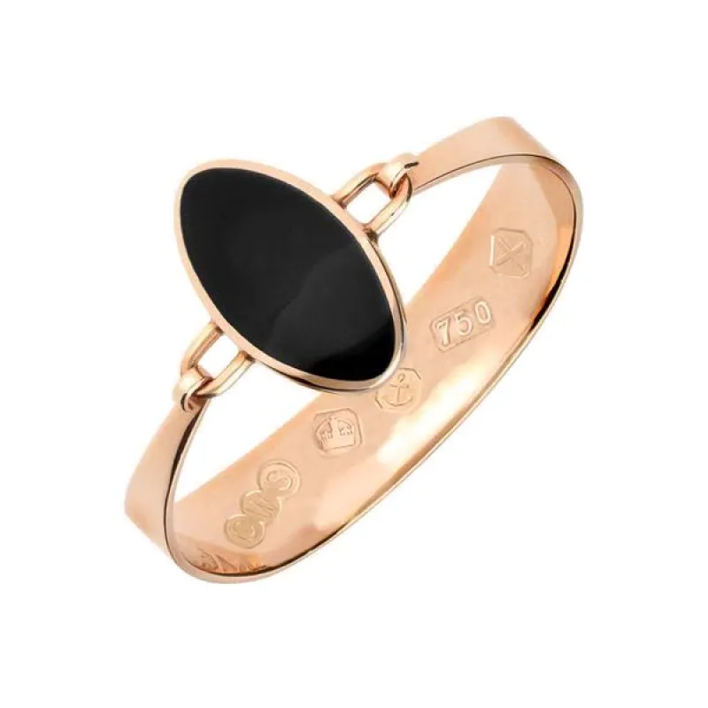 18ct Rose Gold Whitby Jet Oval Stone Heavy Bangle sold by C.W. Sellors