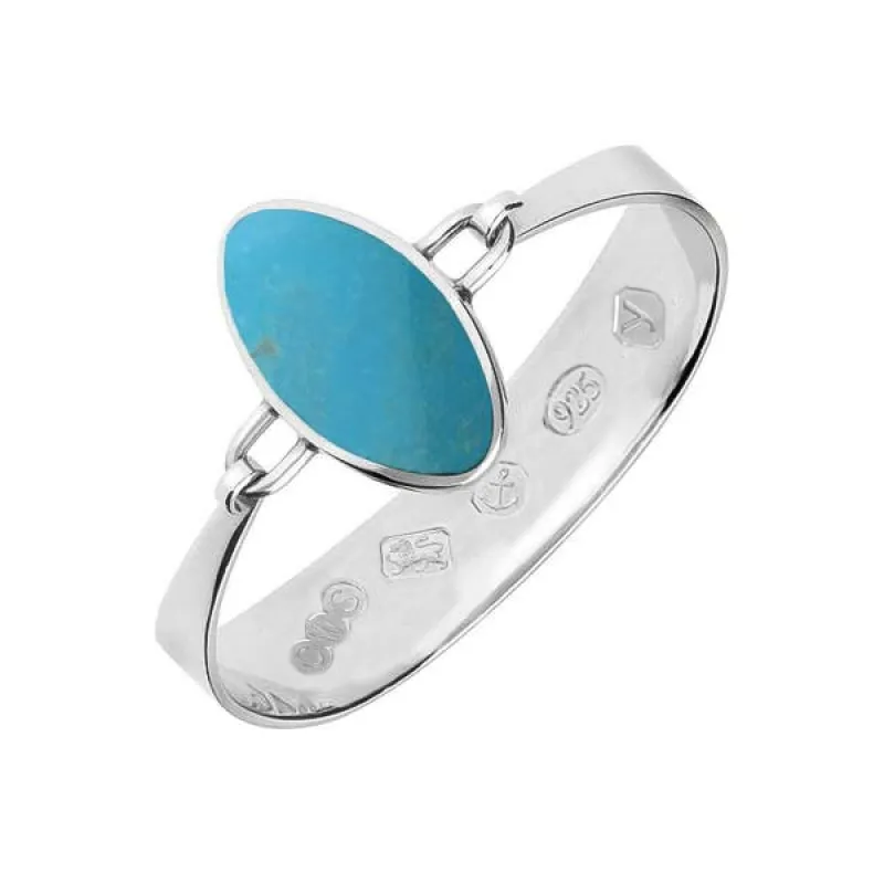 Sterling Silver Turquoise Oval Stone Heavy Bangle sold by C.W. Sellors