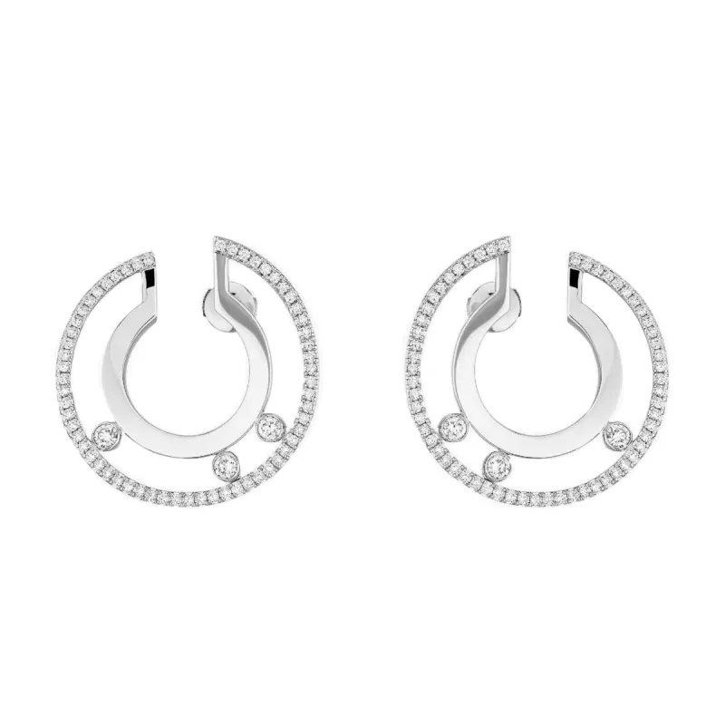 Messika Move Romaine 18ct White Gold Diamond Small Hoop Earrings sold by C.W. Sellors