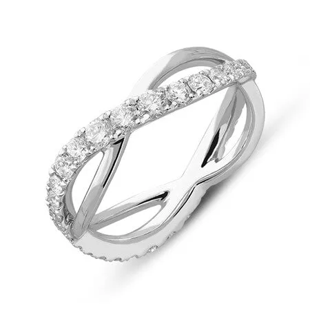 18ct White Gold 0.95ct Diamond Pave Set Wavy Ring sold by C.W. Sellors