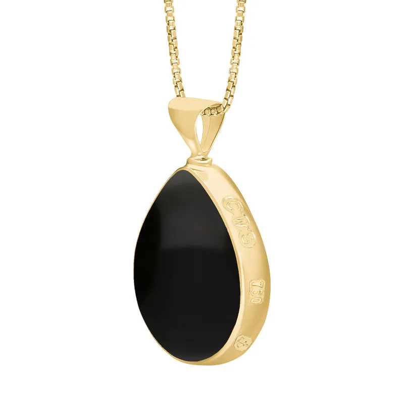 18ct Yellow Gold Whitby Jet Malachite King's Coronation Hallmark Double Sided Pear-shaped Necklace sold by C.W. Sellors product image thumbnail 4
