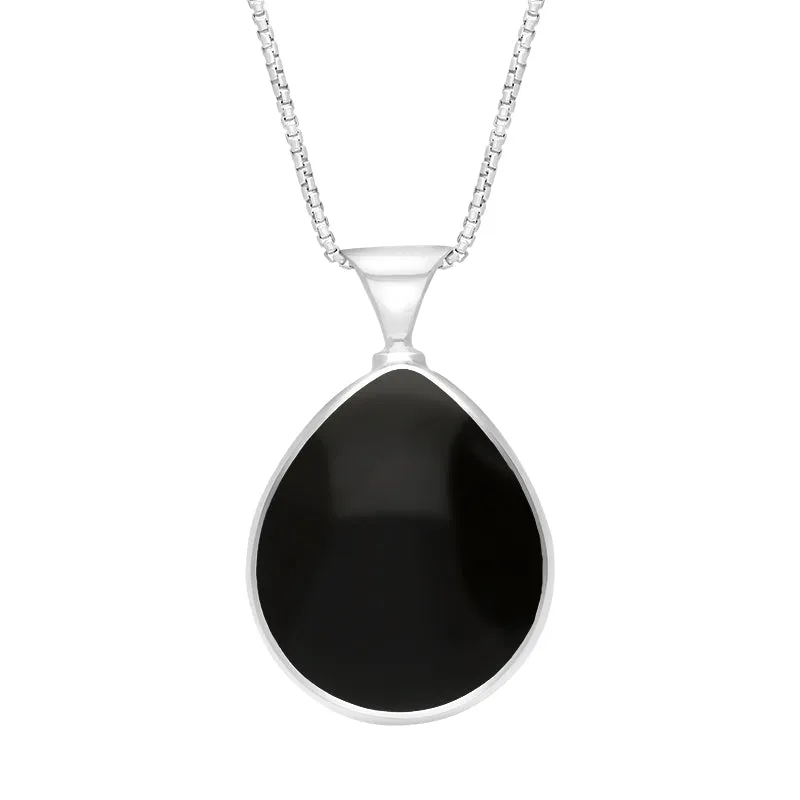 9ct White Gold Whitby Jet Lapis King's Coronation Hallmark Double Sided Pear-shaped Necklace sold by C.W. Sellors product image thumbnail 2