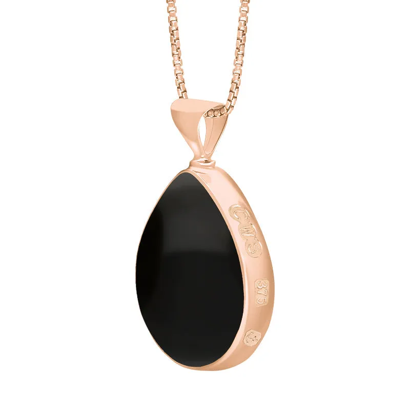 9ct Rose Gold Whitby Jet Mother of Pearl King's Coronation Hallmark Double Sided Pear-shaped Necklace sold by C.W. Sellors product image thumbnail 4