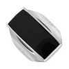9ct White Gold Whitby Jet King's Coronation Hallmark Medium Oblong Ring sold by C.W. Sellors
