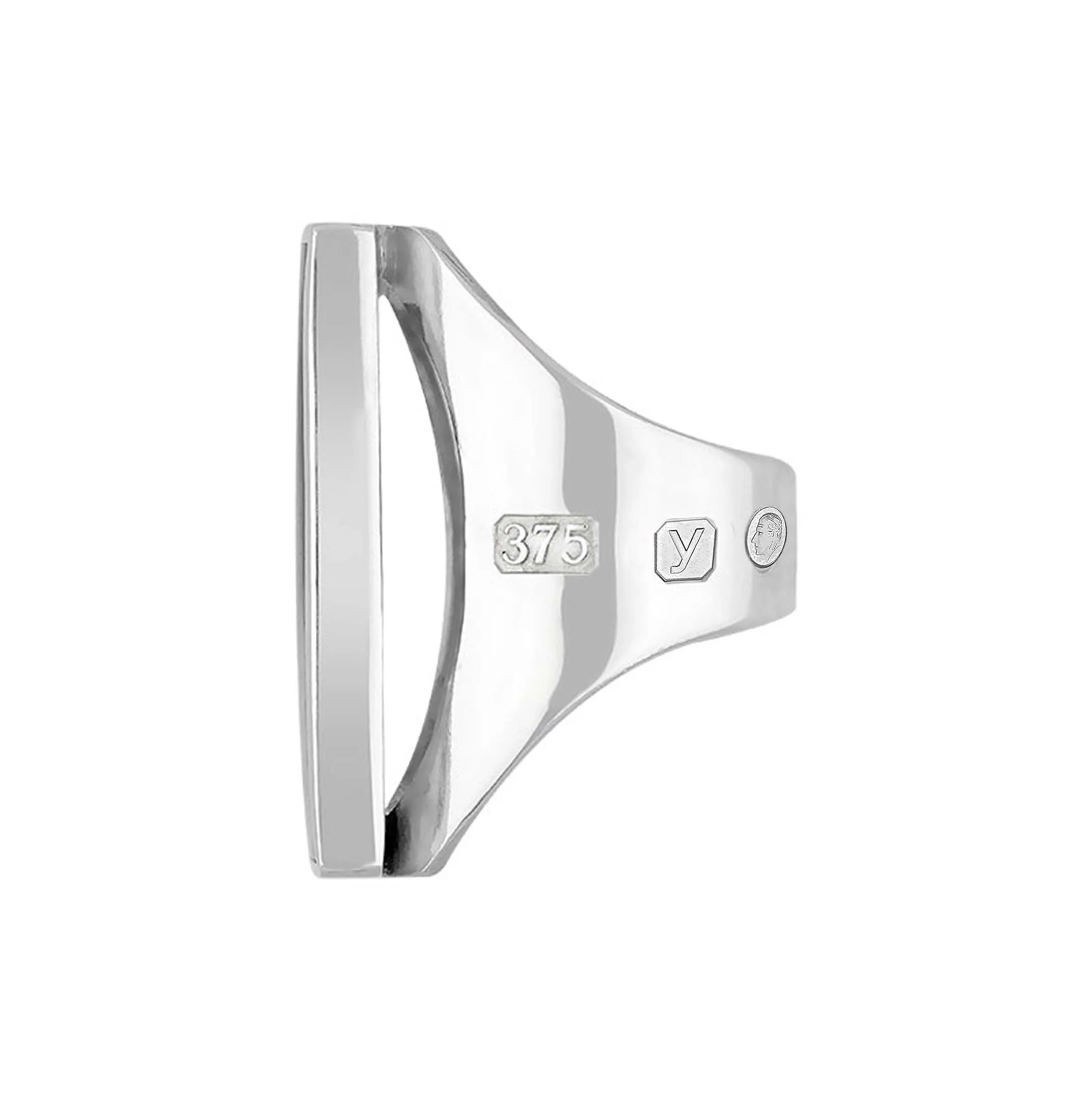 9ct White Gold Whitby Jet King's Coronation Hallmark Large Oblong Ring sold by C.W. Sellors product image thumbnail 3