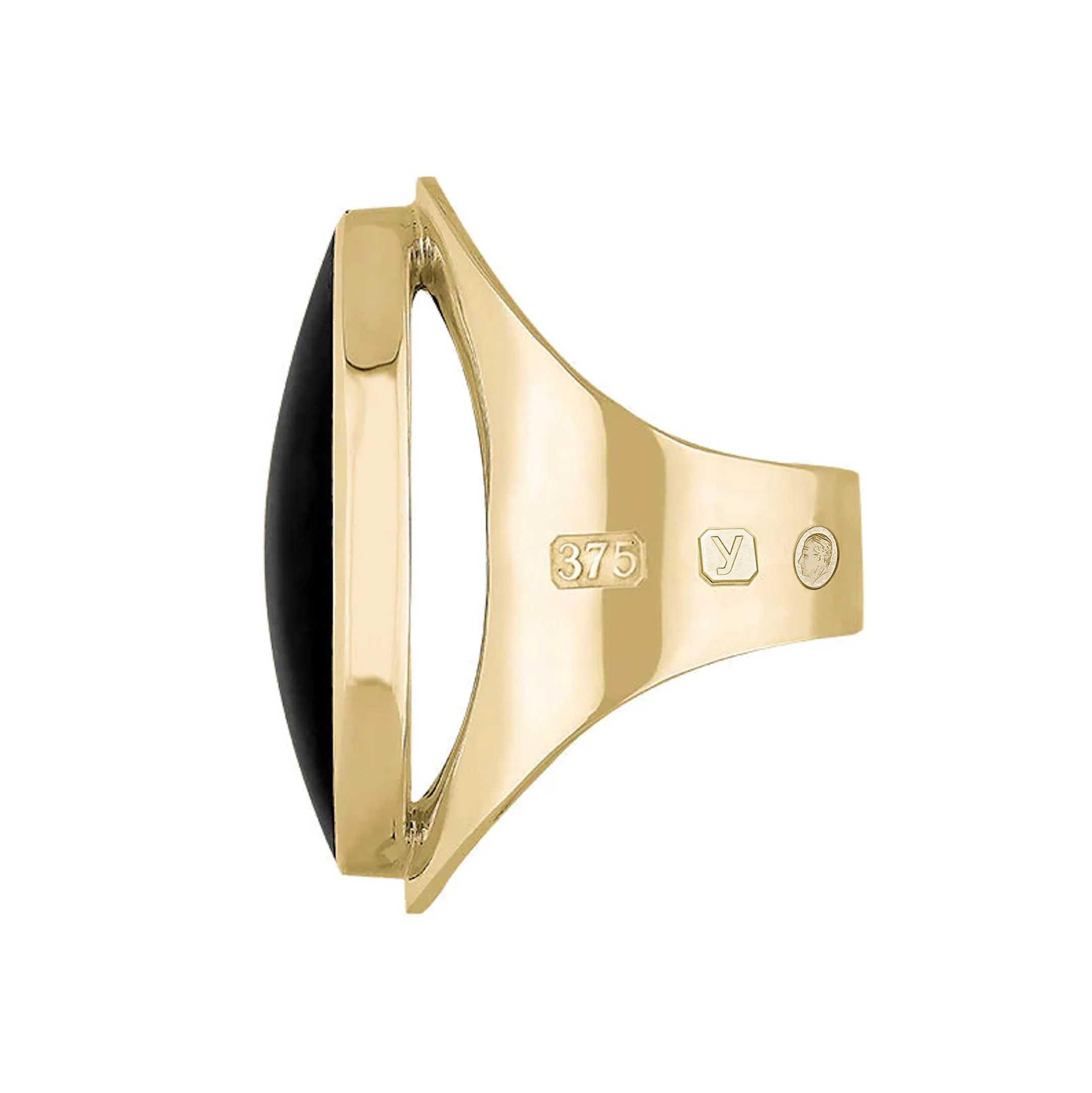 9ct Yellow Gold Whitby Jet King's Coronation Hallmark Large Oval Ring sold by C.W. Sellors product image thumbnail 3