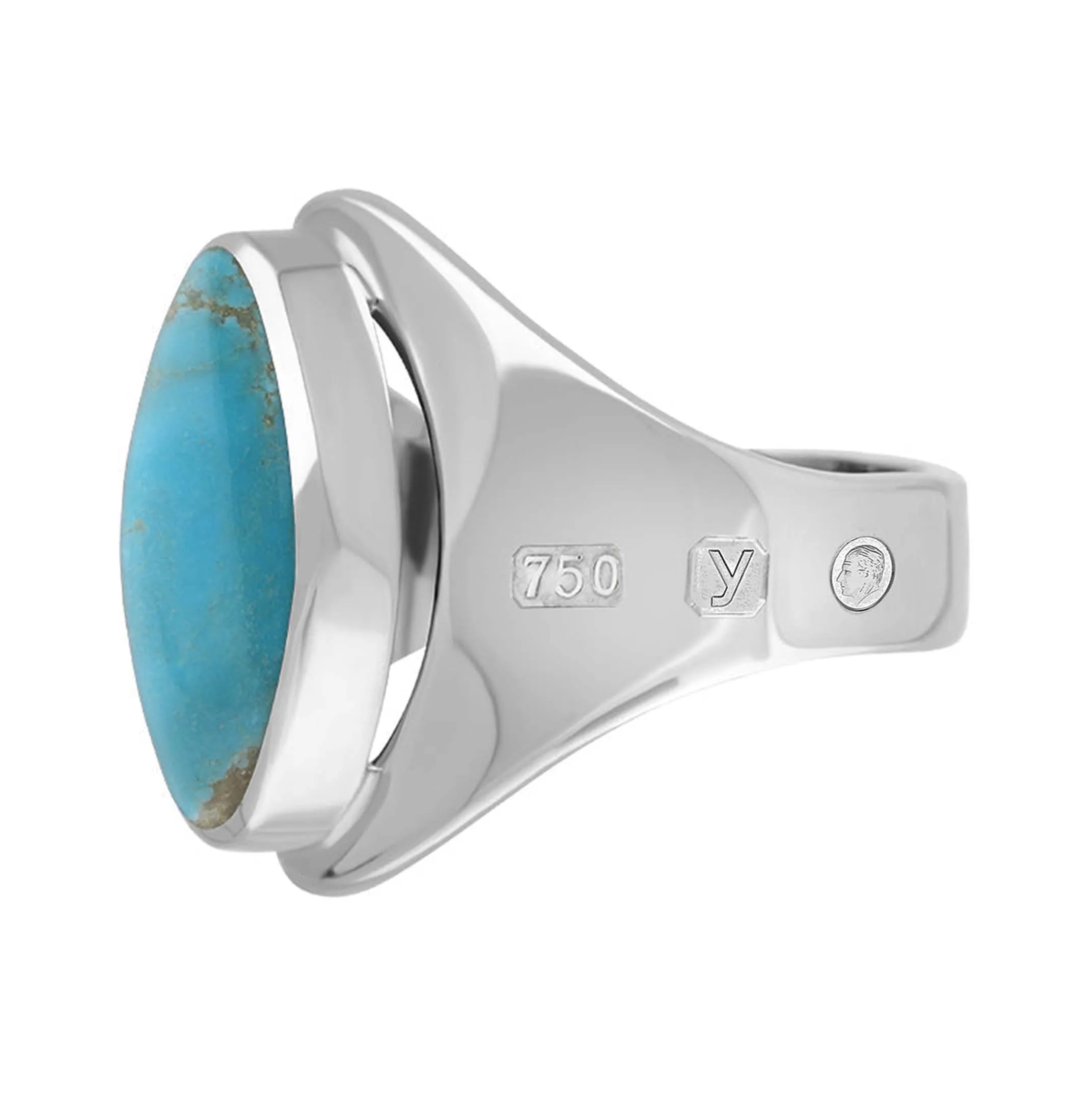 18ct White Gold Turquoise King's Coronation Hallmark Small Oval Ring sold by C.W. Sellors product image thumbnail 3