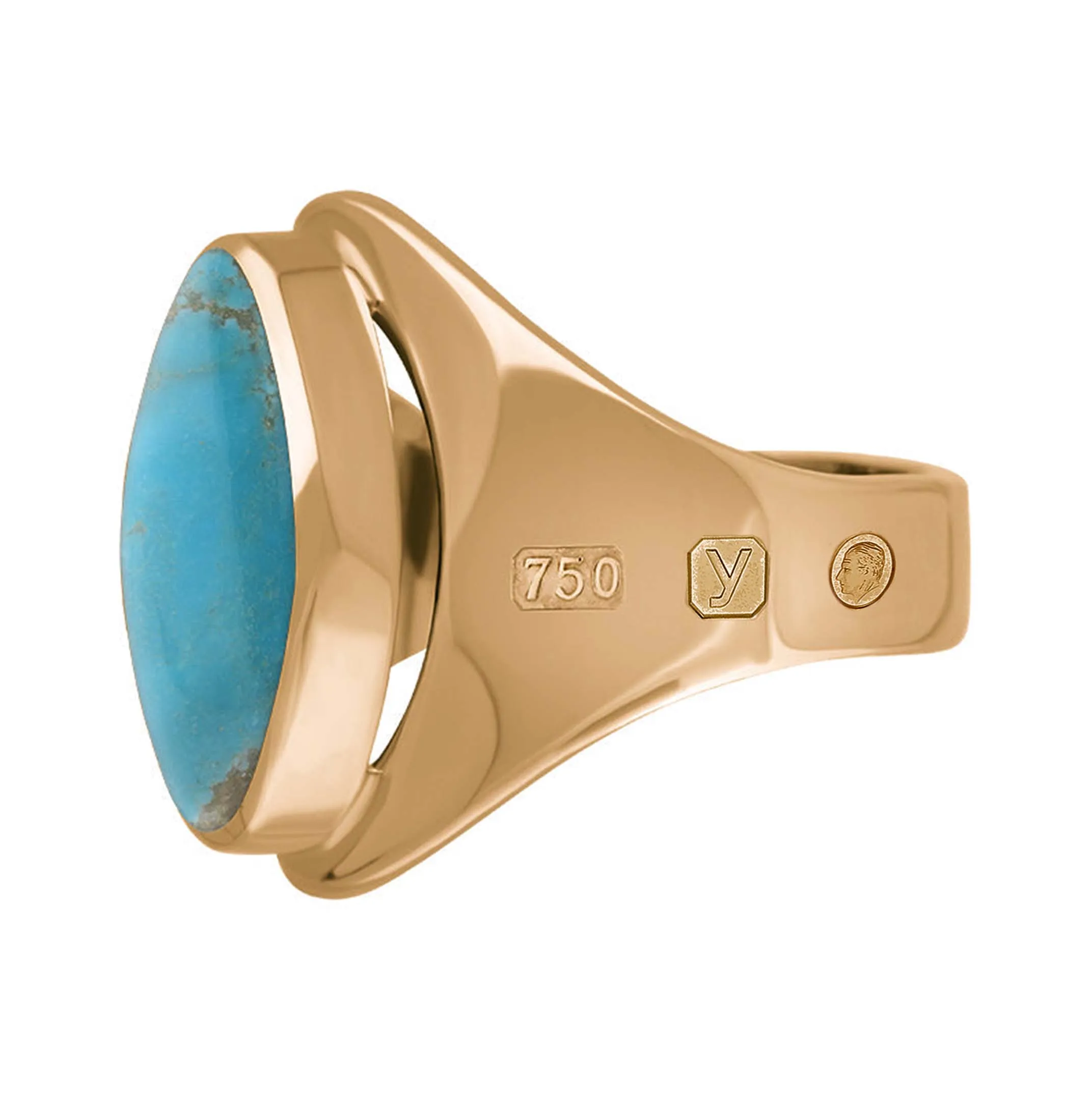 18ct Rose Gold Turquoise King's Coronation Hallmark Small Oval Ring sold by C.W. Sellors product image thumbnail 3