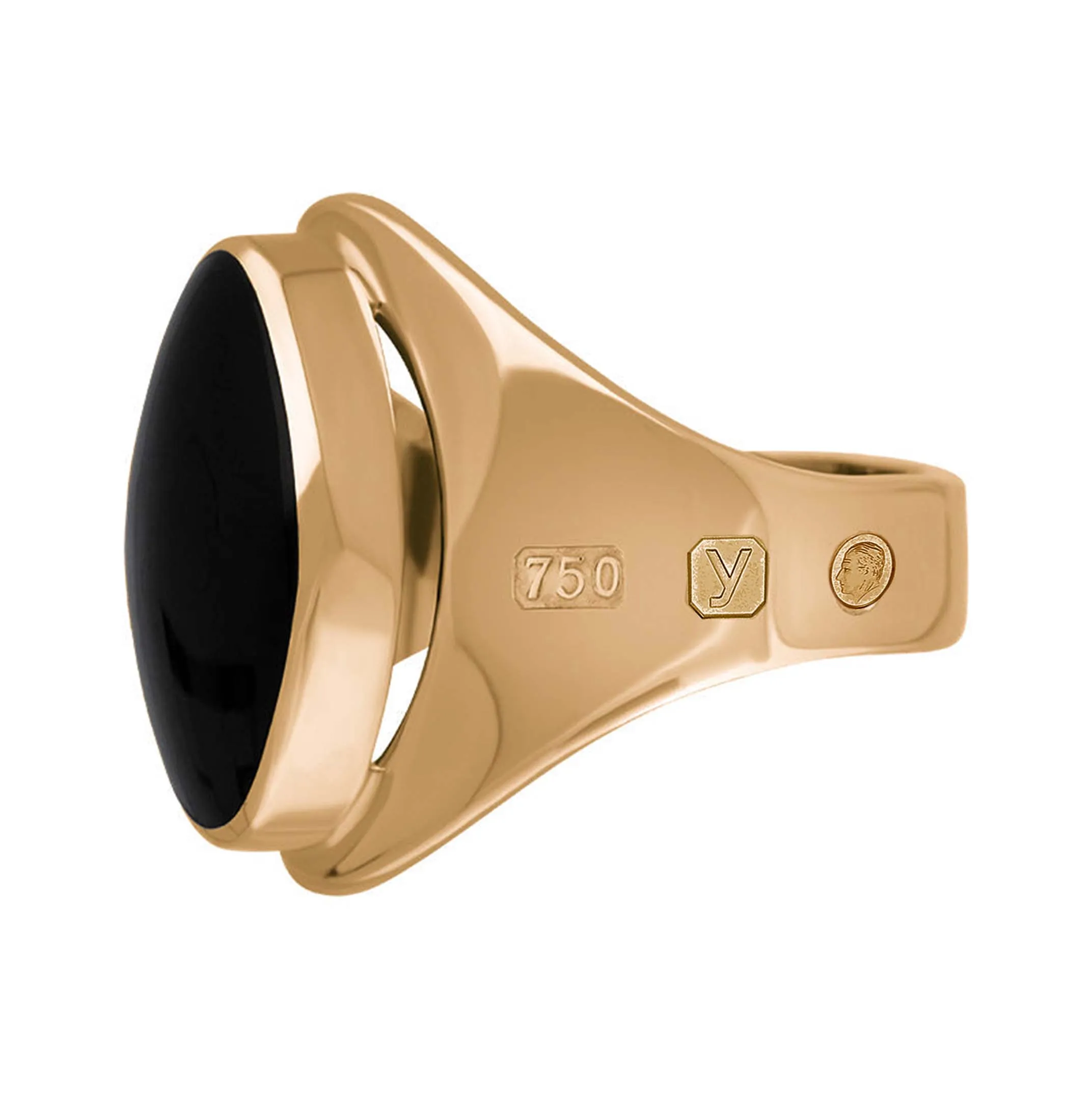 18ct Rose Gold Whitby Jet King's Coronation Hallmark Small Oval Ring sold by C.W. Sellors product image thumbnail 3