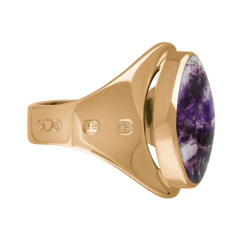 18ct Rose Gold Blue John King's Coronation Hallmark Small Oval Ring sold by C.W. Sellors product image thumbnail 2