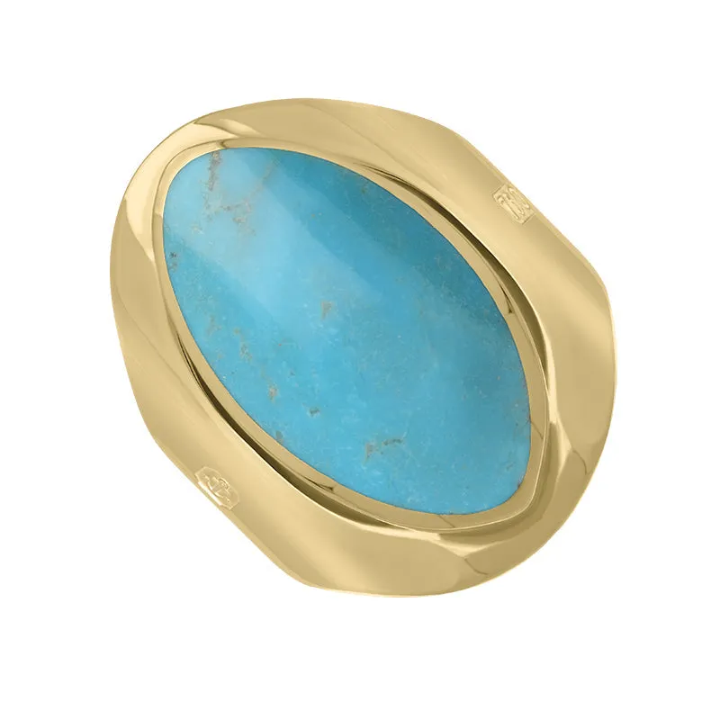 18ct Yellow Gold Turquoise King's Coronation Hallmark Medium Oval Ring sold by C.W. Sellors