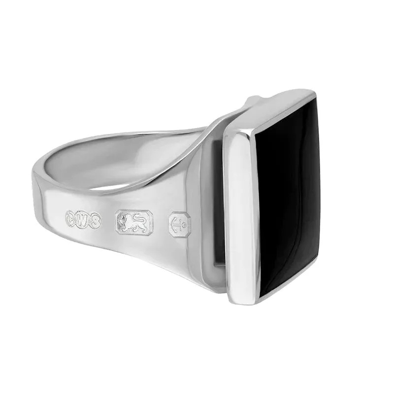 Silver Whitby Jet King's Coronation Hallmark Small Square Ring sold by C.W. Sellors product image thumbnail 2