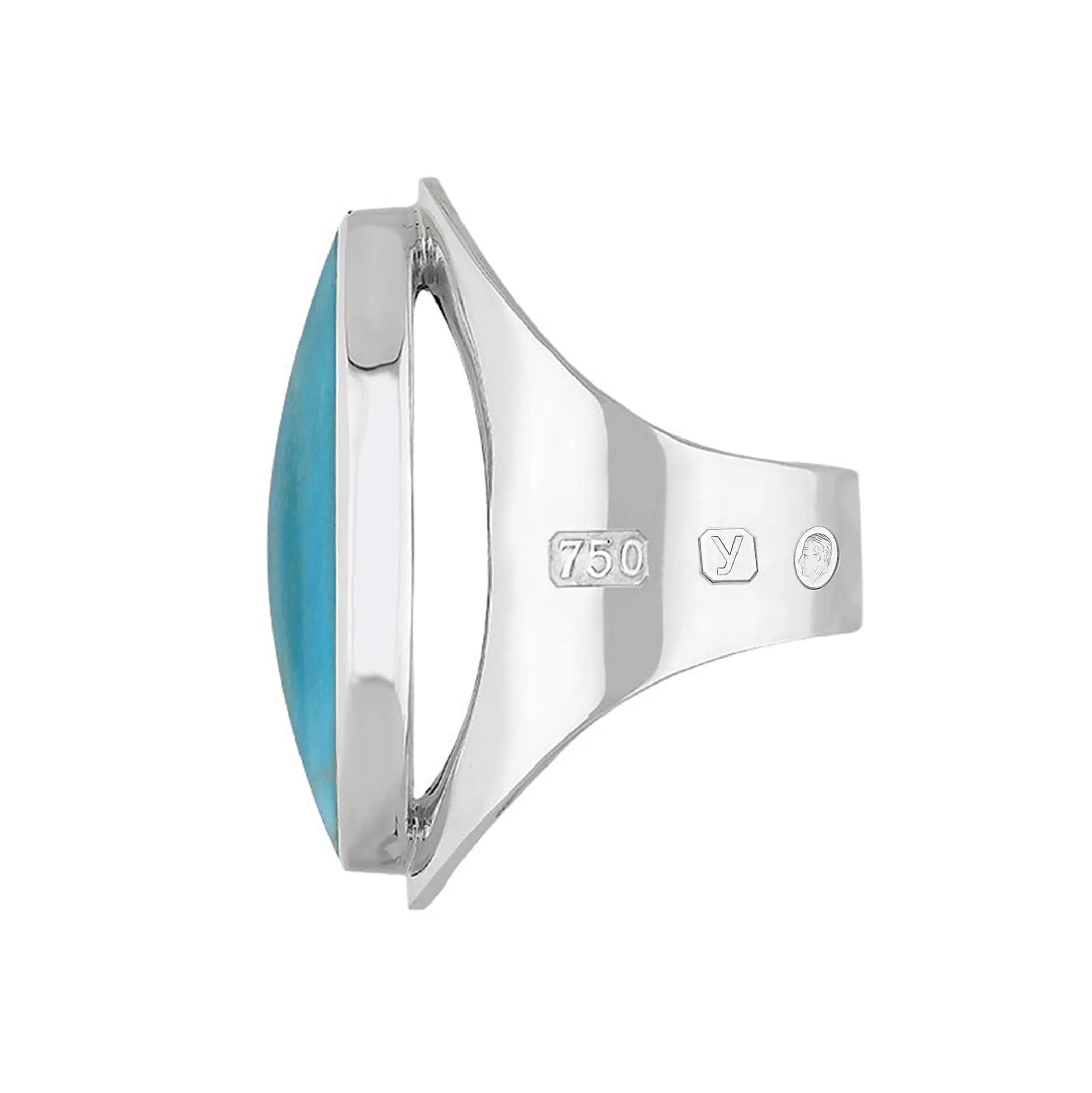18ct White Gold Turquoise King's Coronation Hallmark Large Oval Ring sold by C.W. Sellors product image thumbnail 3