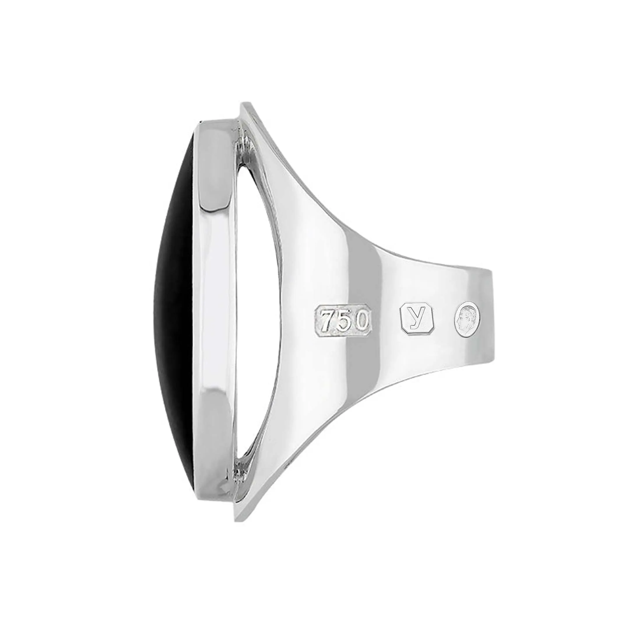 18ct White Gold Whitby Jet King's Coronation Hallmark Large Oval Ring sold by C.W. Sellors product image thumbnail 3