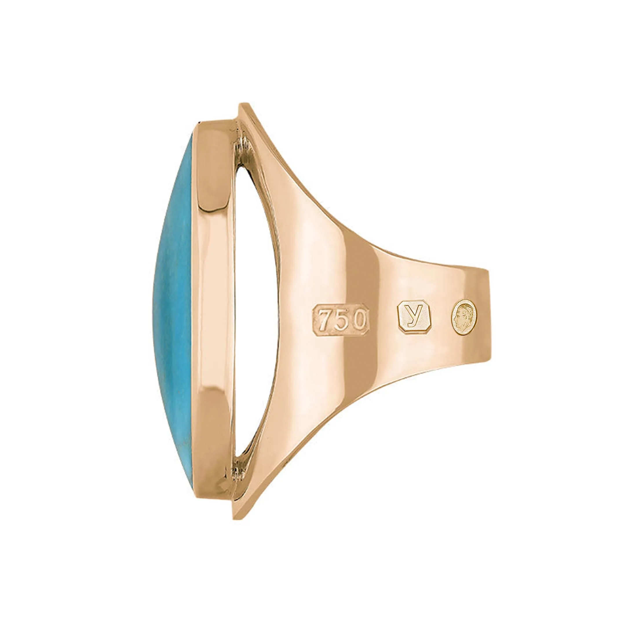 18ct Rose Gold Turquoise King's Coronation Hallmark Large Oval Ring sold by C.W. Sellors product image thumbnail 3
