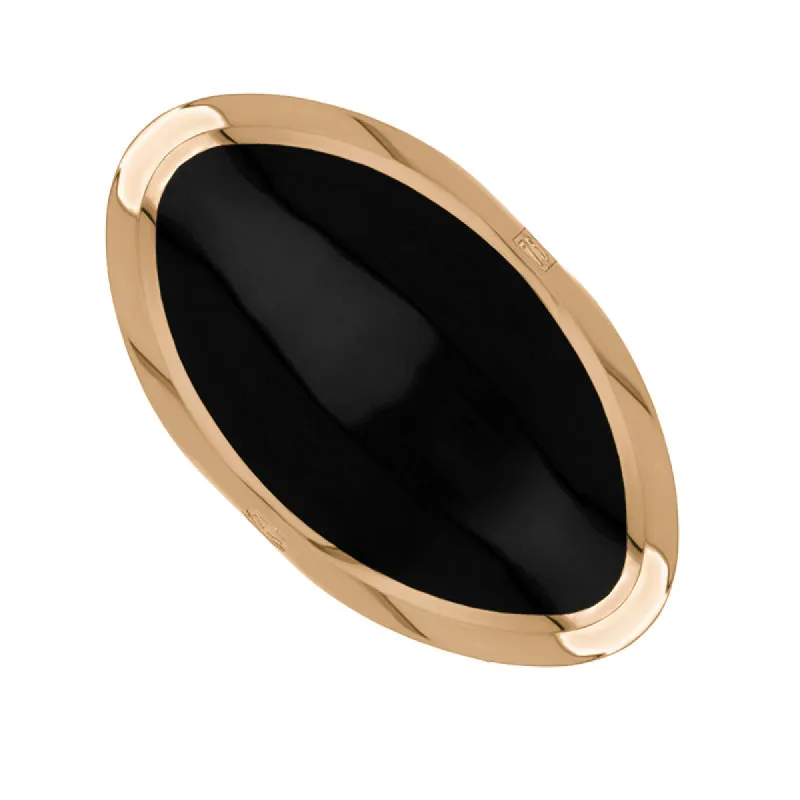 18ct Rose Gold Whitby Jet King's Coronation Hallmark Large Oval Ring sold by C.W. Sellors