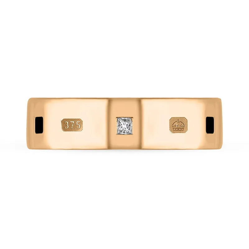 9ct Rose Gold 0.18ct Diamond Whitby Jet King's Coronation Hallmark Princess Cut 6mm Ring sold by C.W. Sellors product image thumbnail 2