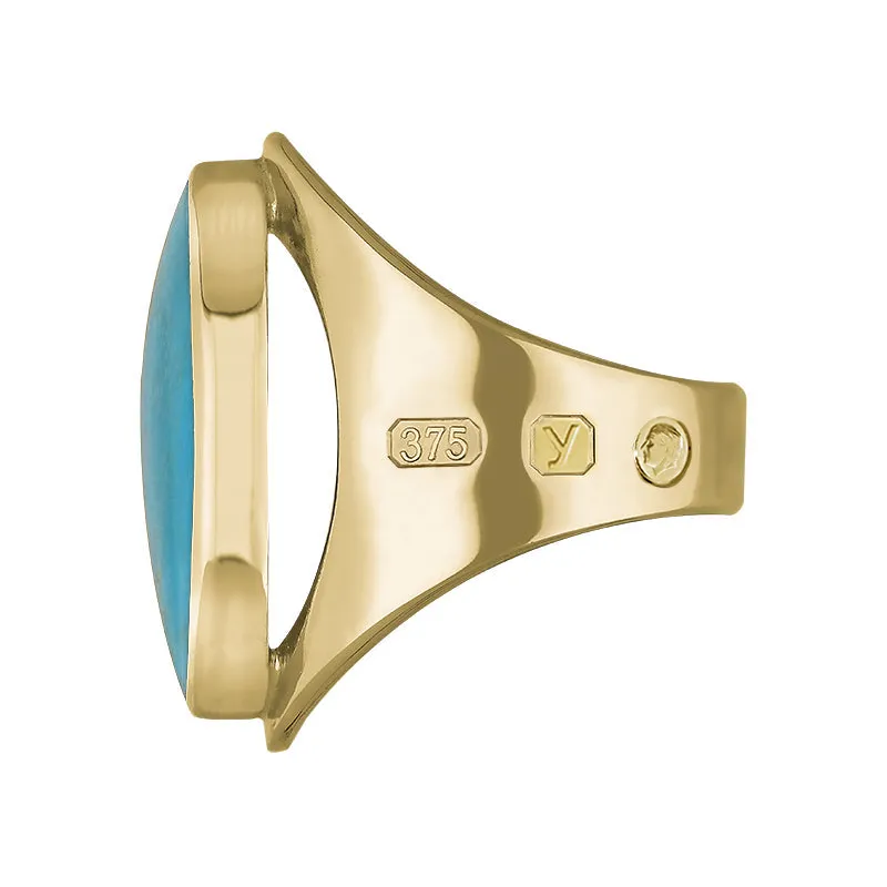 9ct Yellow Gold Turquoise King's Coronation Hallmark Medium Oval Ring sold by C.W. Sellors product image thumbnail 3