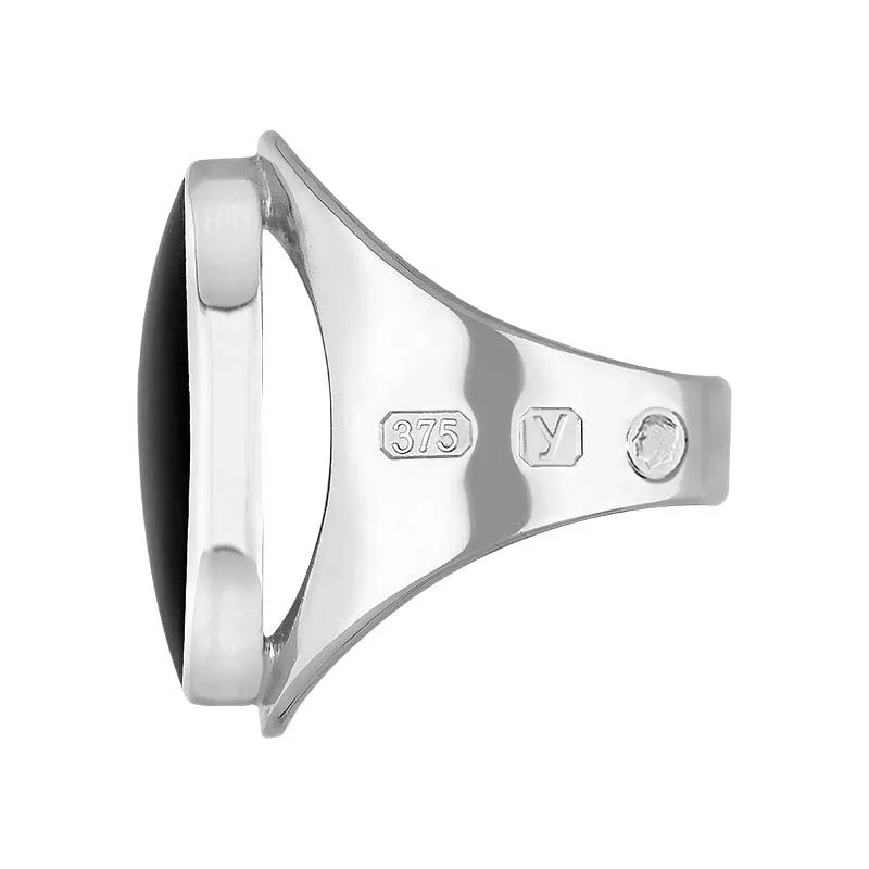 9ct White Gold Whitby Jet King's Coronation Hallmark Medium Oval Ring sold by C.W. Sellors product image thumbnail 3