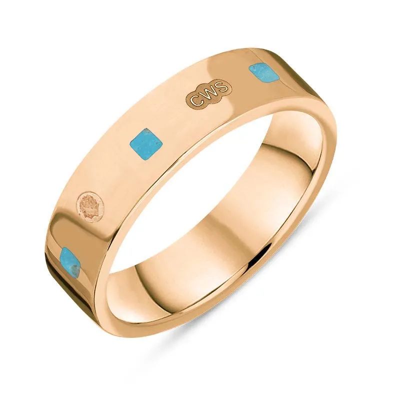 9ct Rose Gold Turquoise King's Coronation Hallmark Princess Cut 5mm Ring sold by C.W. Sellors