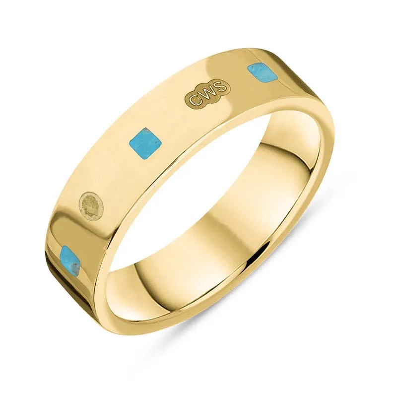 18ct Yellow Gold Turquoise King's Coronation Hallmark Princess Cut 5mm Ring sold by C.W. Sellors