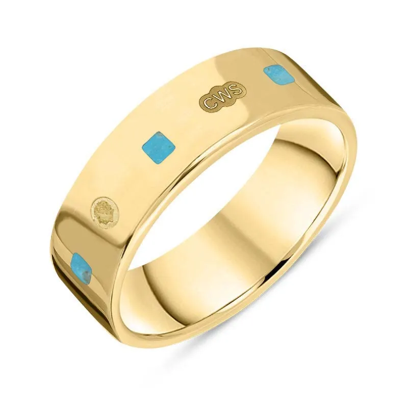 9ct Yellow Gold Turquoise King's Coronation Hallmark Princess Cut 6mm Ring sold by C.W. Sellors