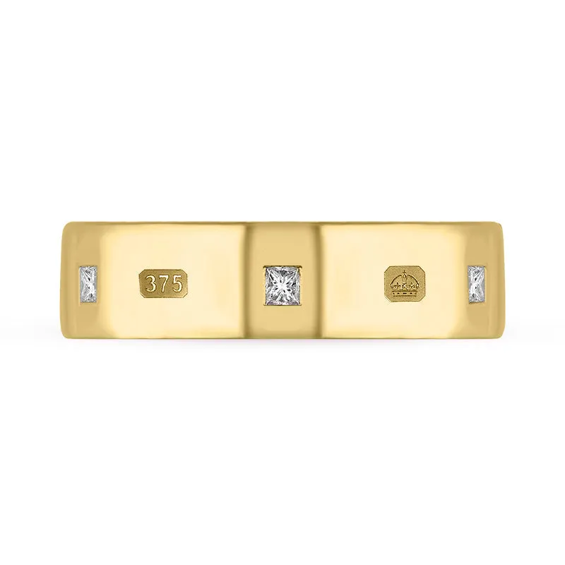 9ct Yellow Gold 0.36ct Diamond King's Coronation Hallmark Princess Cut 6mm Ring sold by C.W. Sellors product image thumbnail 2