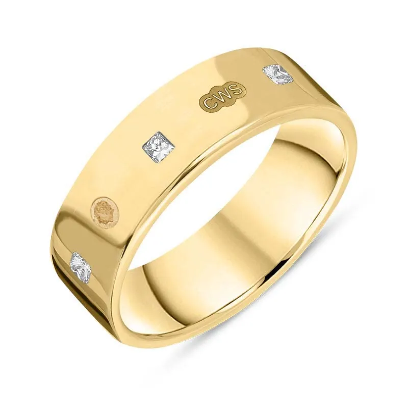 18ct Yellow Gold 0.36ct Diamond King's Coronation Hallmark Princess Cut 6mm Ring sold by C.W. Sellors