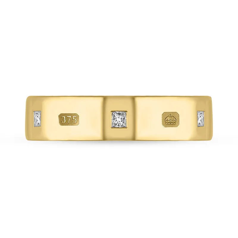 9ct Yellow Gold 0.24ct Diamond King's Coronation Hallmark Princess Cut 5mm Ring sold by C.W. Sellors product image thumbnail 2