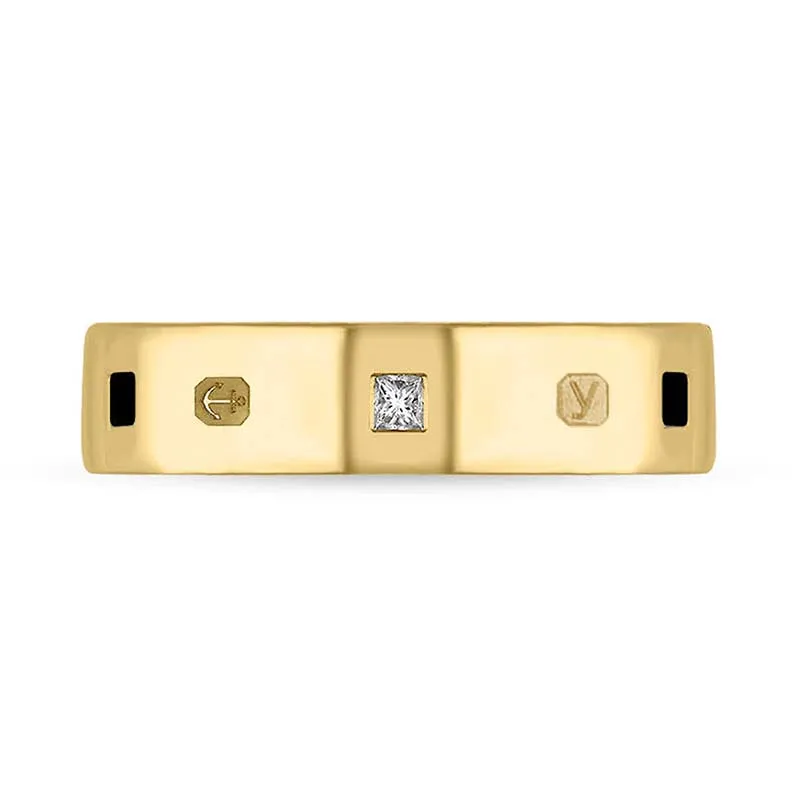 18ct Yellow Gold 0.12ct Diamond Whitby Jet King's Coronation Hallmark Princess Cut 5mm Ring sold by C.W. Sellors product image thumbnail 2