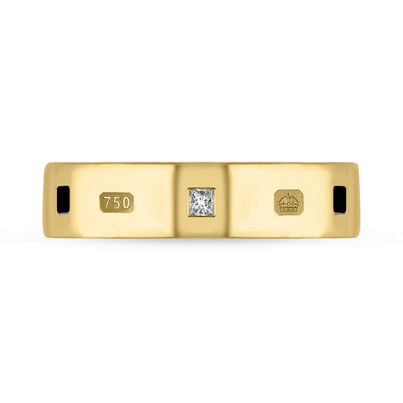 18ct Yellow Gold 0.12ct Diamond Whitby Jet King's Coronation Hallmark Princess Cut 5mm Ring sold by C.W. Sellors product image thumbnail 3