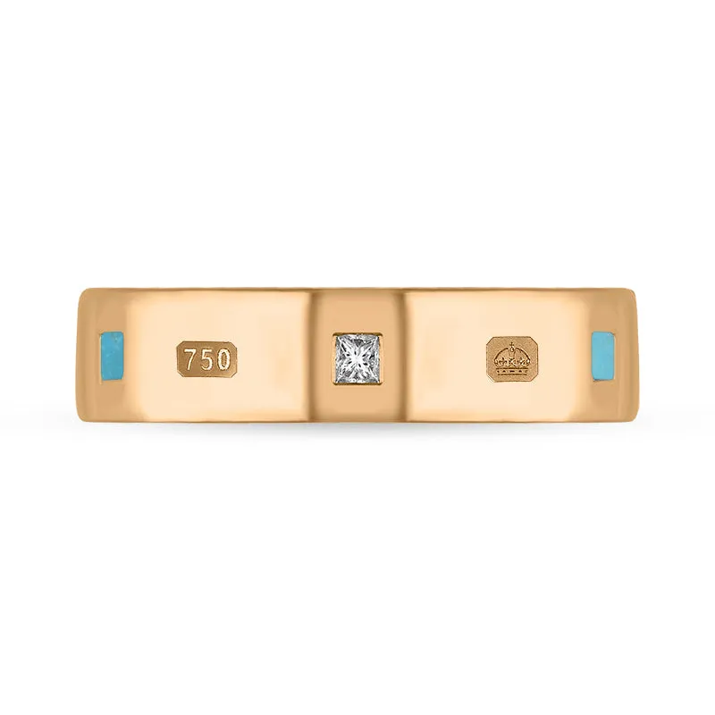 18ct Rose Gold 0.12ct Diamond Turquoise King's Coronation Hallmark Princess Cut 5mm Ring sold by C.W. Sellors product image thumbnail 3
