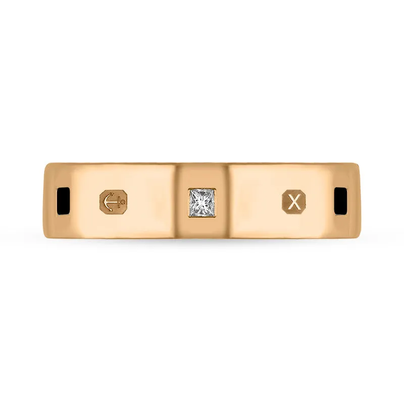 18ct Rose Gold 0.12ct Diamond Whitby Jet King's Coronation Hallmark Princess Cut 5mm Ring sold by C.W. Sellors product image thumbnail 2