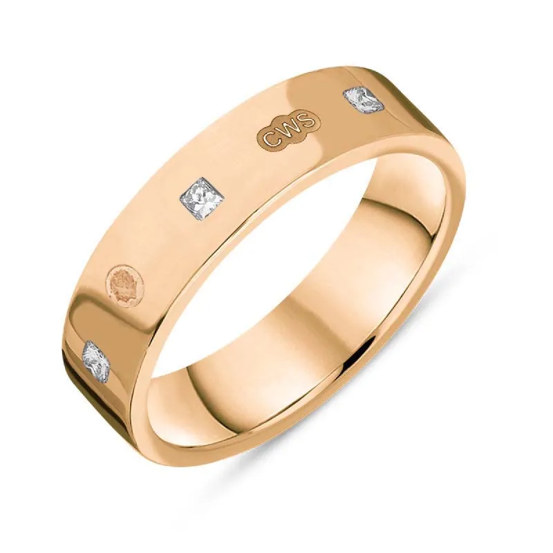 18ct Rose Gold 0.24ct Diamond King's Coronation Hallmark Princess Cut 5mm Ring sold by C.W. Sellors
