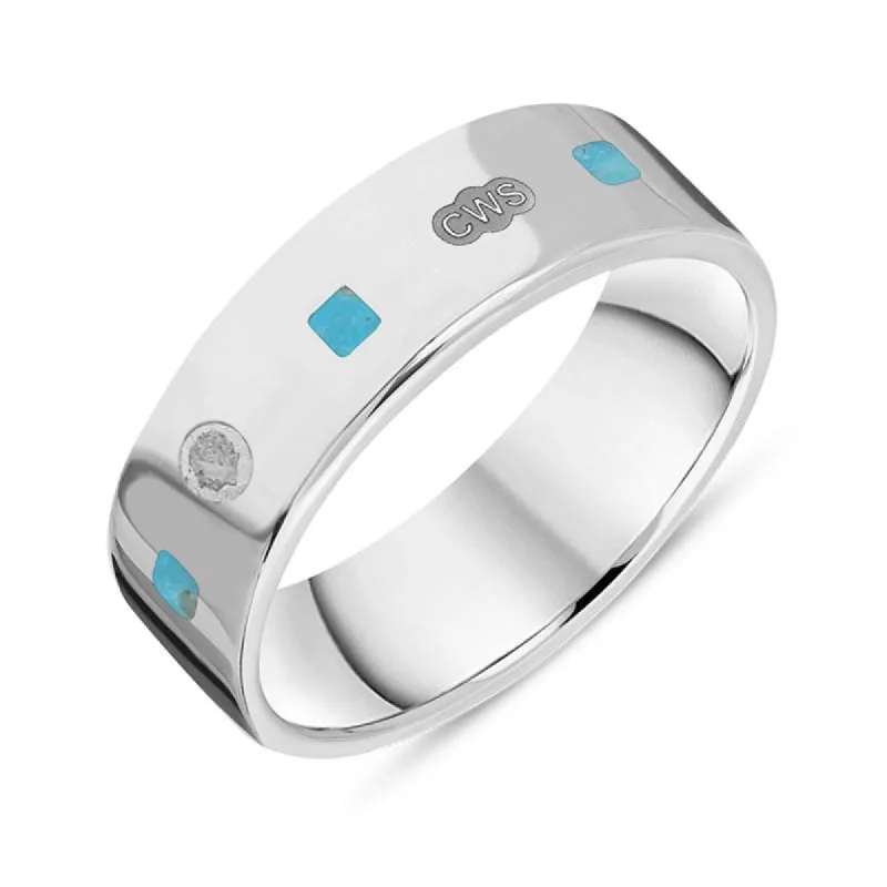 Sterling Silver Turquoise King's Coronation Hallmark Princess Cut 6mm Ring sold by C.W. Sellors