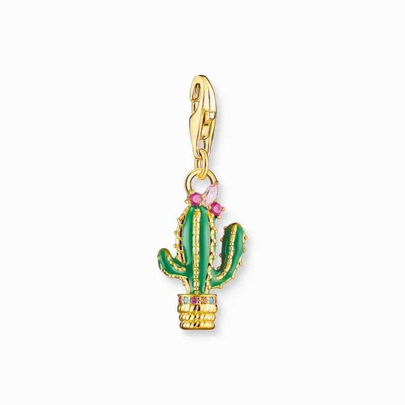 Thomas Sabo Charm Club Gold Plated Sterling Silver Cactus Charm sold by C.W. Sellors