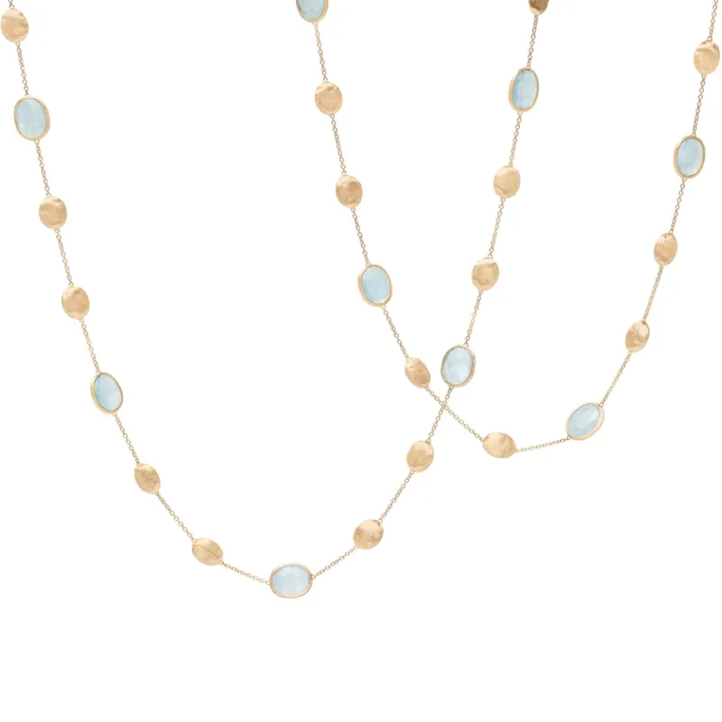 Marco Bicego Siviglia 18ct Yellow Gold Aquamarine Long Necklace sold by C.W. Sellors