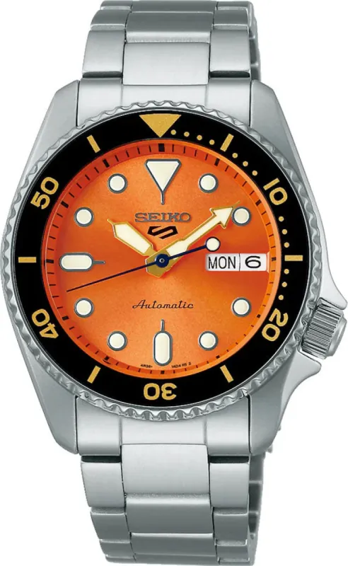 Seiko 5 Sports SKX Midi Orange Mens sold by C.W. Sellors