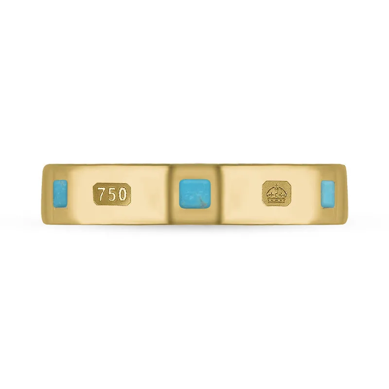 18ct Yellow Gold Turquoise King's Coronation Hallmark Princess Cut 4mm Ring sold by C.W. Sellors product image thumbnail 2