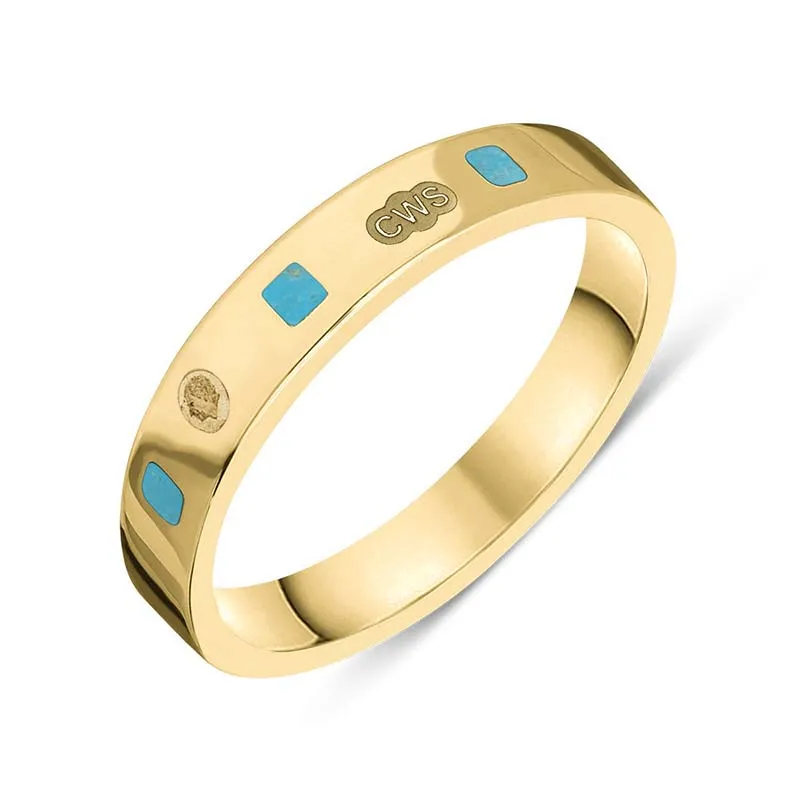 18ct Yellow Gold Turquoise King's Coronation Hallmark Princess Cut 4mm Ring sold by C.W. Sellors