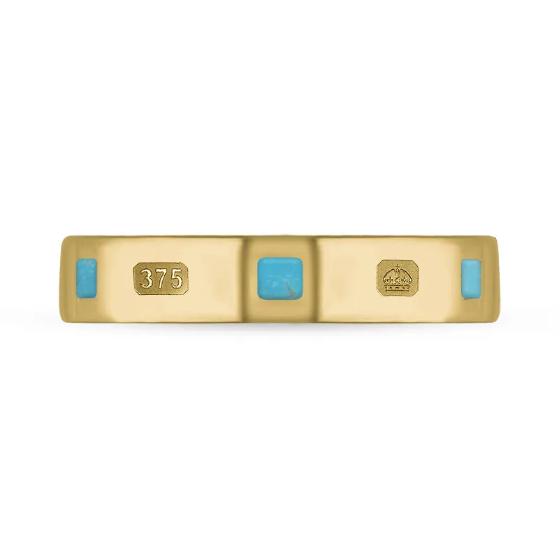 9ct Yellow Gold Turquoise King's Coronation Hallmark Princess Cut 4mm Ring sold by C.W. Sellors product image thumbnail 2