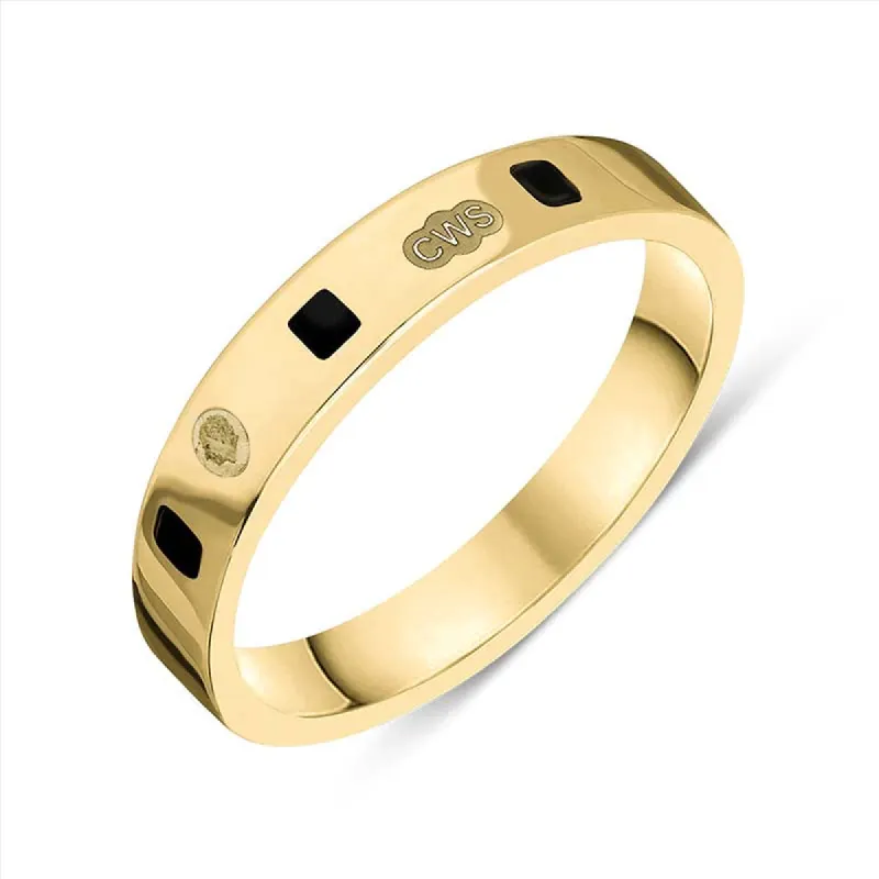 9ct Yellow Gold Whitby Jet King's Coronation Hallmark Princess Cut 4mm Ring sold by C.W. Sellors