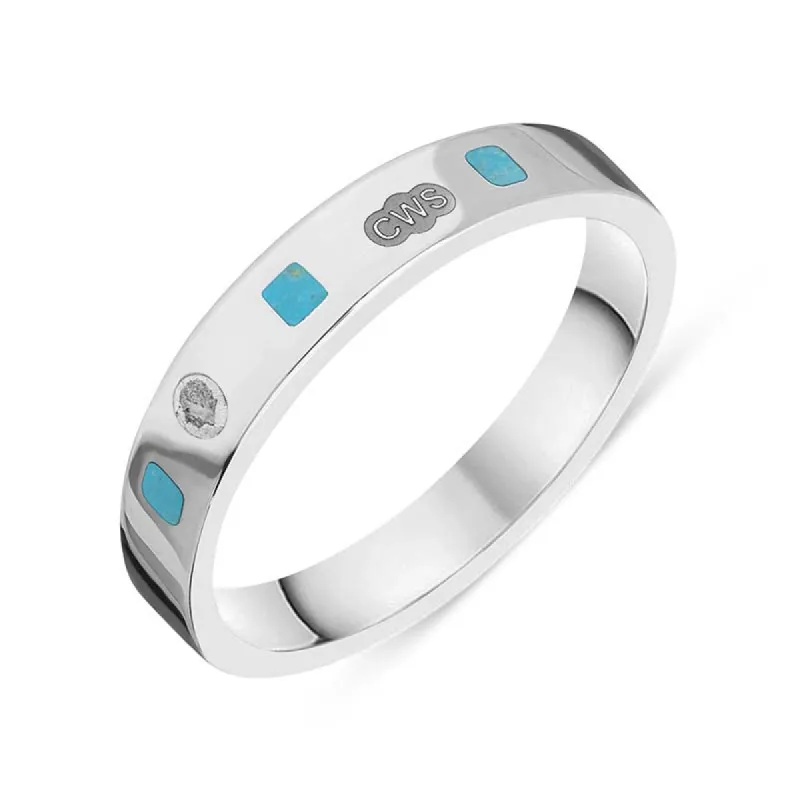 9ct White Gold Turquoise King's Coronation Hallmark Princess Cut 4mm Ring sold by C.W. Sellors