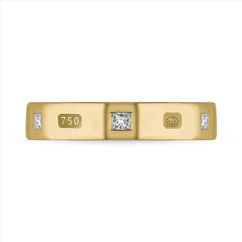 18ct Yellow Gold 0.18ct Diamond King's Coronation Hallmark Princess Cut 4mm Ring sold by C.W. Sellors product image thumbnail 2