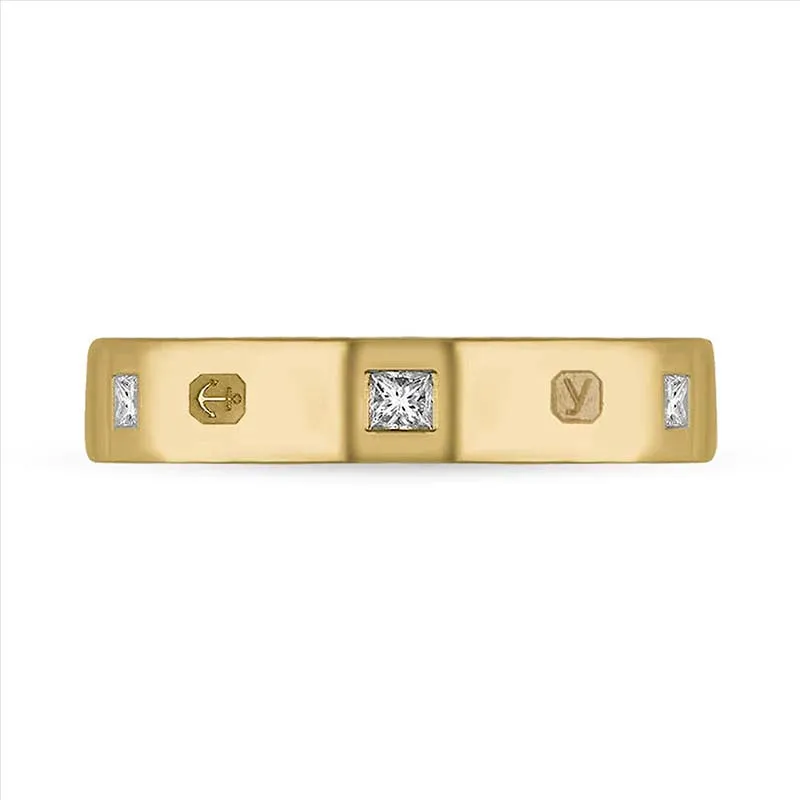 18ct Yellow Gold 0.18ct Diamond King's Coronation Hallmark Princess Cut 4mm Ring sold by C.W. Sellors product image thumbnail 3