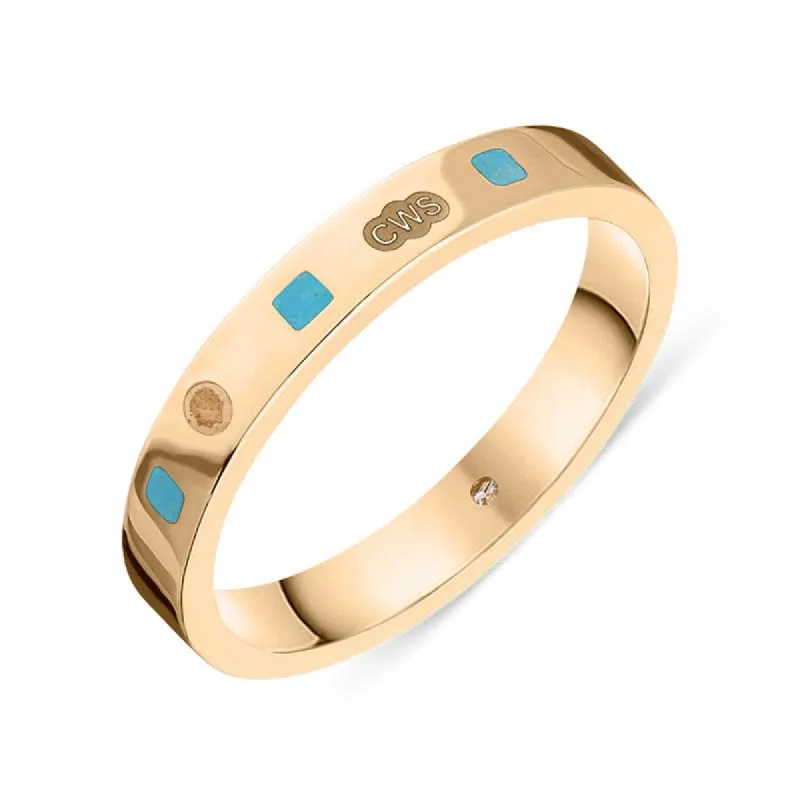 9ct Rose Gold Turquoise King's Coronation Hallmark Princess Cut 3mm Ring sold by C.W. Sellors