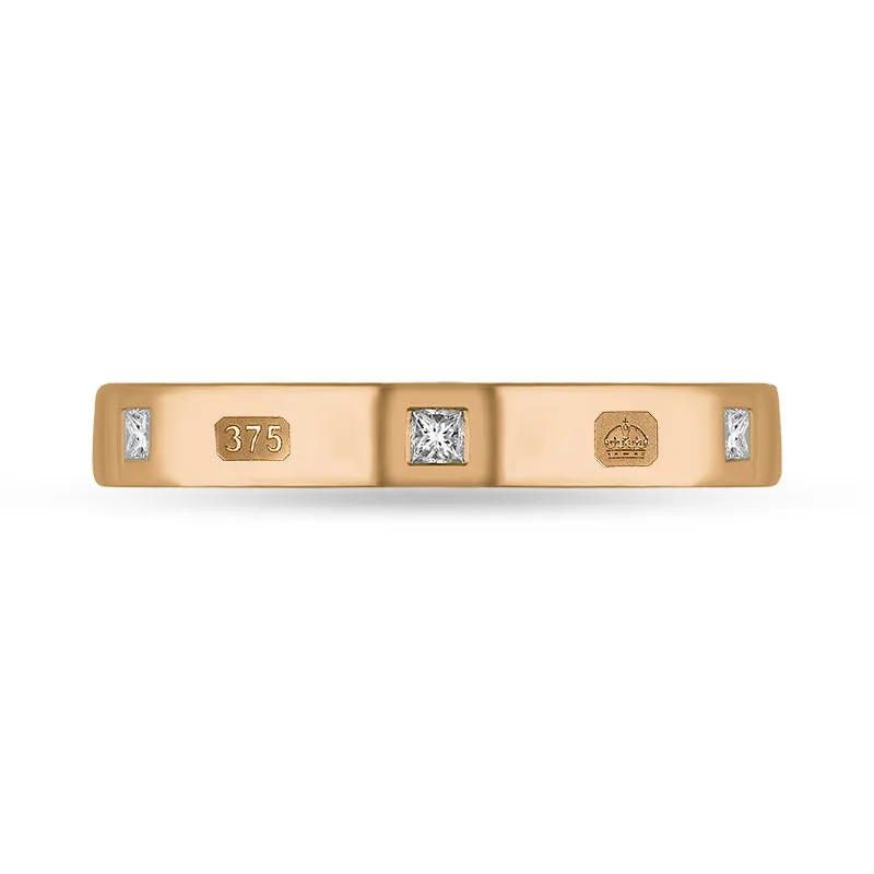 9ct Rose Gold 0.09ct Diamond King's Coronation Hallmark Princess Cut 3mm Ring sold by C.W. Sellors product image thumbnail 2