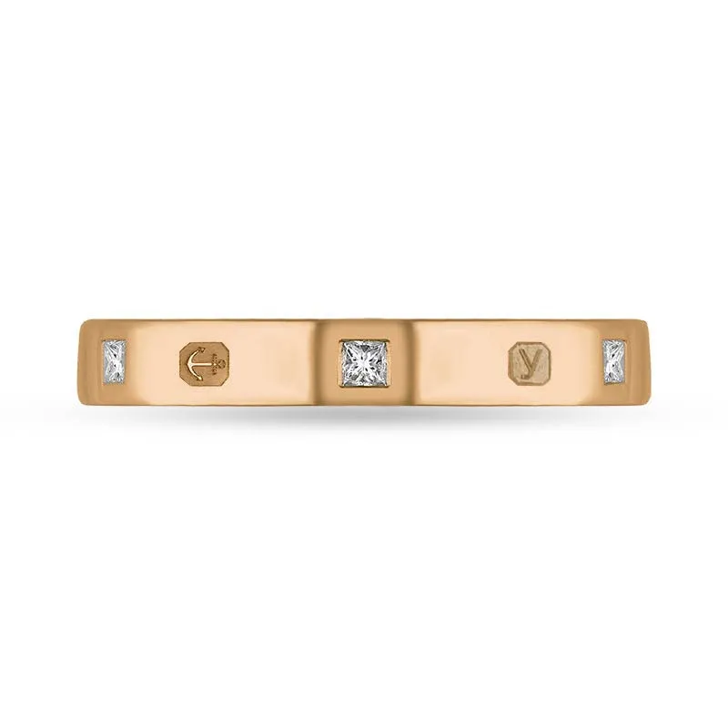 9ct Rose Gold 0.09ct Diamond King's Coronation Hallmark Princess Cut 3mm Ring sold by C.W. Sellors product image thumbnail 3